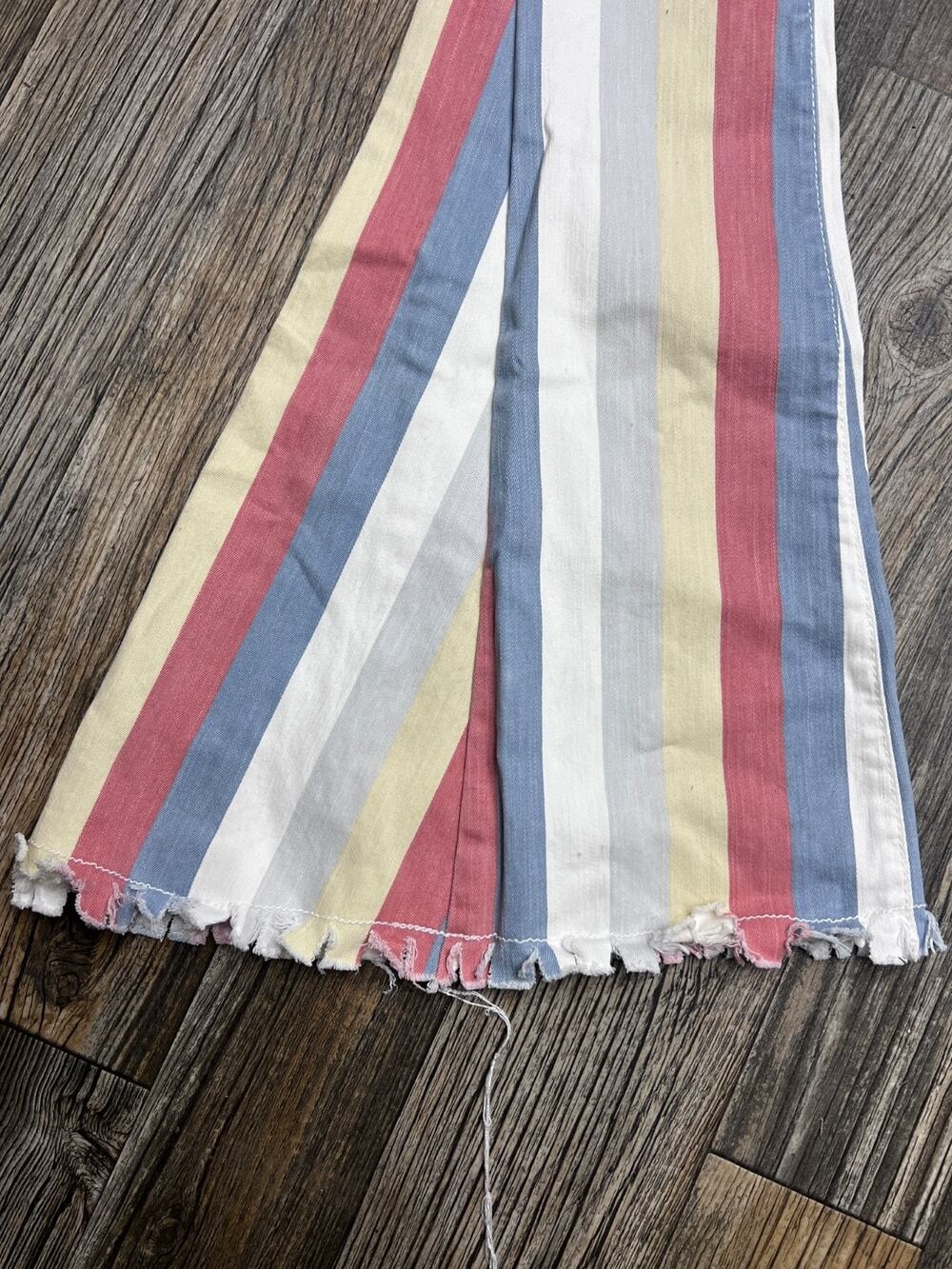 Saints and Hearts Women's Size S Striped Flare Jeans NWT Bell Bottom Frayed He - Picture 2 of 8